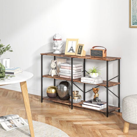 HOMCOM Scaffale Libreria Design Industriale con 3 Ripiani 120 x 30 x 76 cm