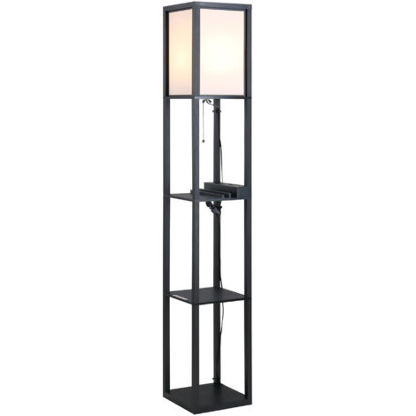 HOMCOM Lampada da Terra Elegante, 3 Mensole, Lampadine E27, 26 x 26 x 160cm