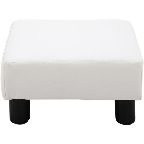 HOMCOM Poggiapiedi Rettangolare Rivestito in Finta Pelle Bianca 40x30x24 cm