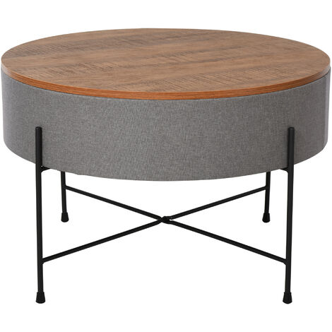homcom Tavolino Rotondo da caff/è Stile Industriale con 2 Ripiani e Telaio in Metallo Nero per Soggiorno /Φ50x46.5cm