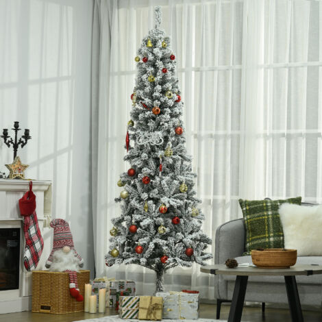 Albero Di Natale Artificiale Slim HOMCOM 210cm - 631 Rami, Base Metallica