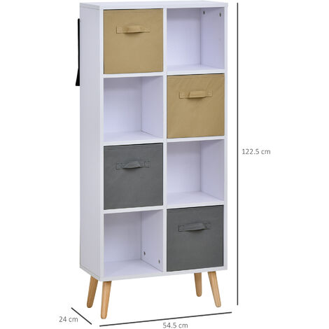 Mobiletto portatutto 4 cassetti in legno bianco e marrone