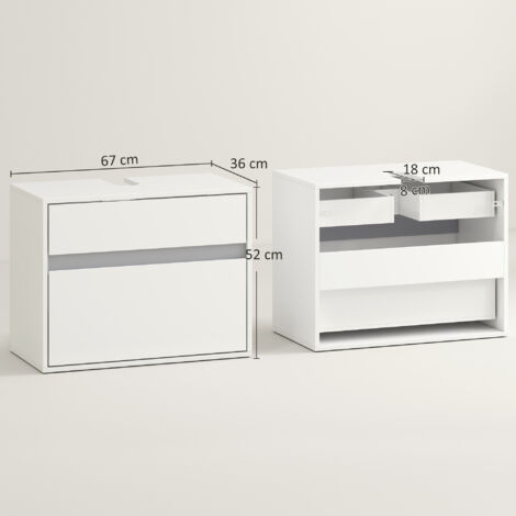 HOMCOM Mobiletto Sottolavabo e Copricolonna per il Bagno in Legno Bianco