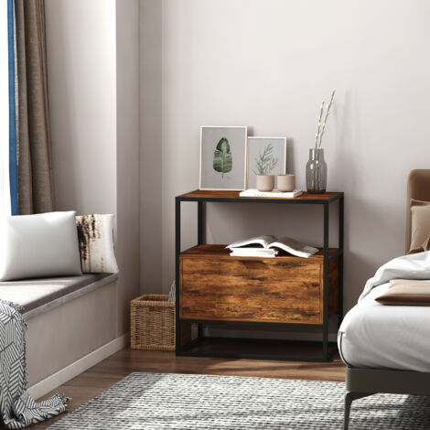 HOMCOM Credenza Stile Industriale Vintage in Legno e Metallo con 1 Cassetto