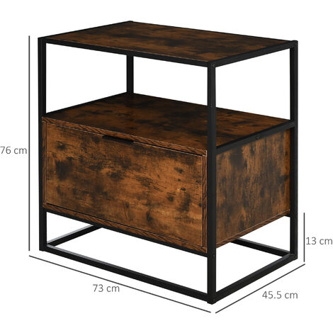 HOMCOM Credenza Stile Industriale Vintage in Legno e Metallo con 1 Cassetto