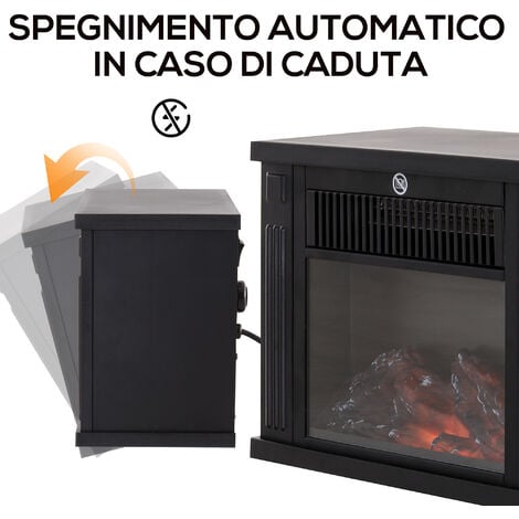 Homcom Camino Elettrico Da Terra Con Effetto Fiamma W W Vetro E