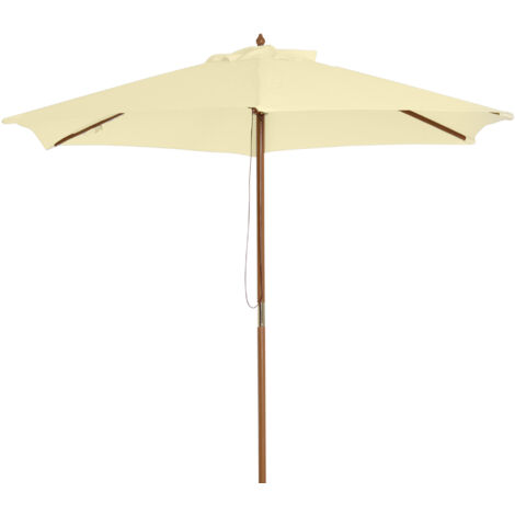 Outsunny Ombrellone da Giardino, Terrazza in Legno Poliestere 2.5x2.3m