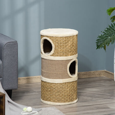 Pawhut Casetta Per Gatti Interno Con 2 Entrate, Finestra, Cuscino Morbido E Base Antiscivolo, 63.5x37x40cm