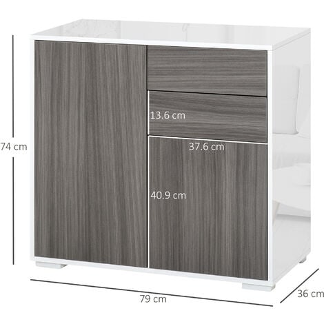 HOMCOM Mobile Moderno Multiuso 2 Armadietti e 2 Cassetti, Apertura a Pressione