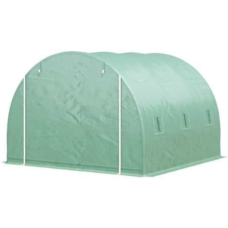 Outsunny Serra a Tunnel da Giardino 3x3x2m in PE e Acciaio 1 Porta e 6 Finestre
