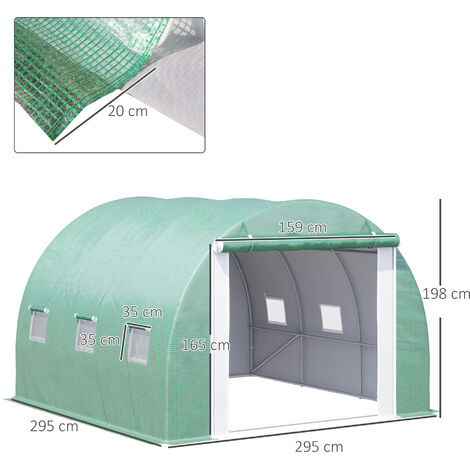 Outsunny Serra a Tunnel da Giardino 3x3x2m in PE e Acciaio 1 Porta e 6 Finestre