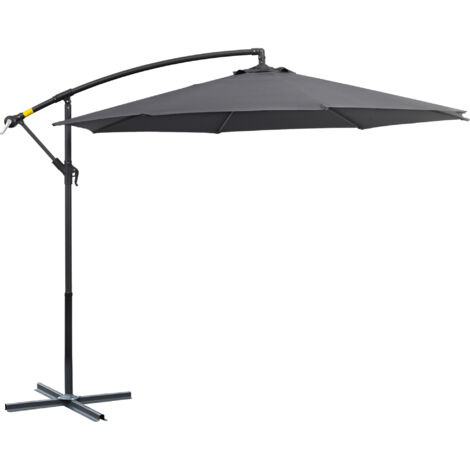 Outsunny Ombrellone 3x2.5 m da Giardino a Braccio Inclinabile Grigio
