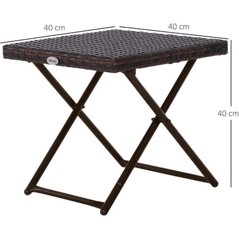 Outsunny Tavolino da Giardino Pieghevole in Rattan Sintetico e Acciaio