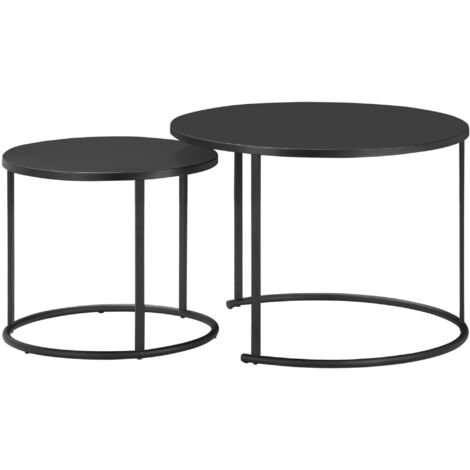 Set di 2 tavolini da salotto in metallo nero 
