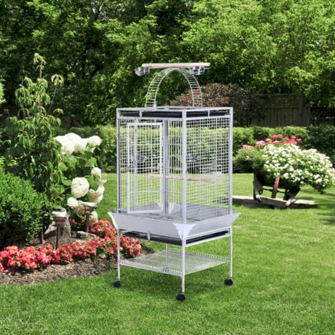 PawHut Voliera per Uccelli con Ruote Altezza 161.5cm, Argento