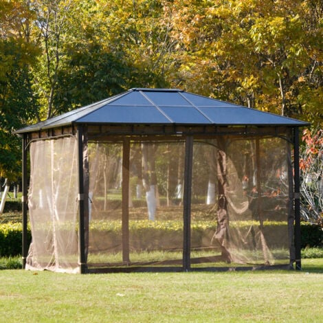 Il numero 1 del risparmio-GAZEBO DA GIARDINO IN METALLO CON ZANZARIERATETTO  2 LIVELLI IN POLIESTERE BEIGE