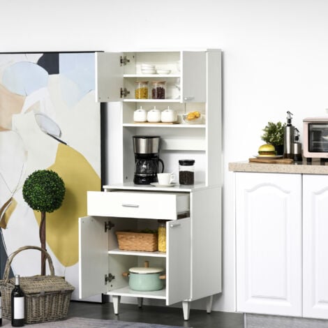 HOMCOM Madia Classica Bianca in Legno Credenza Alta da Cucina