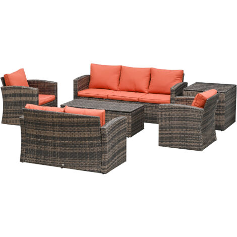 Outsunny Mobili da Giardino 6 Pezzi in Rattan Divani Poltrone Tavoli
