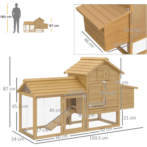 PawHut Pollaio per Galline Ovaiole da Esterno in Legno con Recinzione