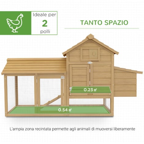 PawHut Pollaio per Galline Ovaiole da Esterno in Legno con Recinzione