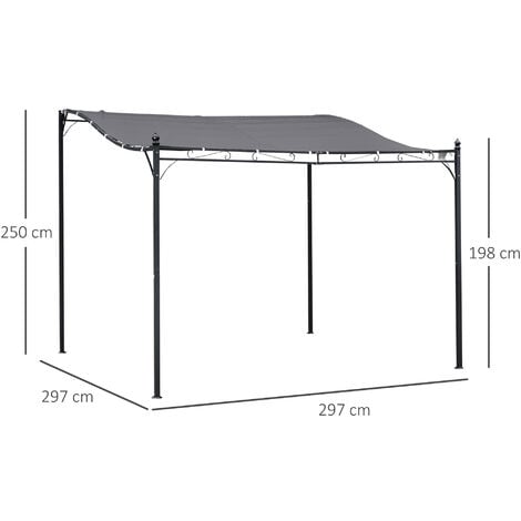 Outsunny Gazebo Pergola 3x3m Giardino o Terrazzo con Tenda Grigia