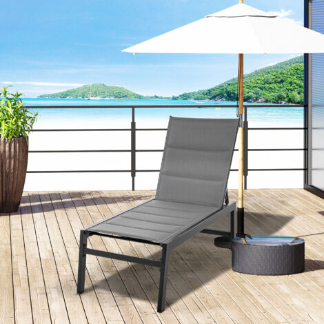 Outsunny Sdraio da Giardino Reclinabile su 5 Livelli con Rivestimento