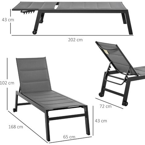 Outsunny Sdraio da Giardino Reclinabile su 5 Livelli con Rivestimento