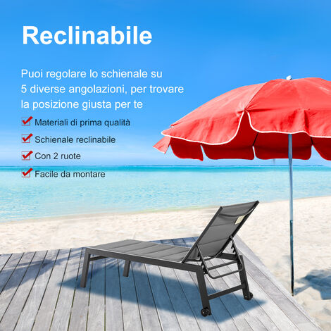 Outsunny Sdraio da Giardino Reclinabile su 5 Livelli con Rivestimento