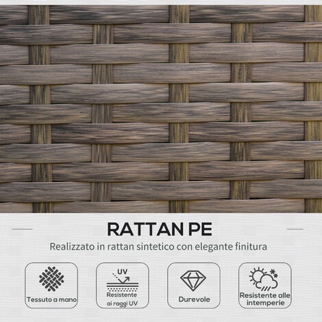 Outsunny Set Tavolino Sedie Divano Esterno Mobili Giardino in Rattan