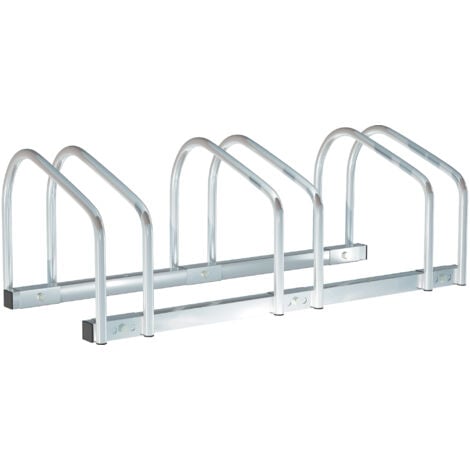 HOMCOM Rastrelliera Porta biciclette Parcheggio per 3 Biciclette,  70.5x33x27cm HOMCOM