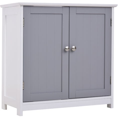 kleankin Mobile Sotto Lavabo Bagno Mensola Regolabile e 2 Ante in MDF 60x30x60cm