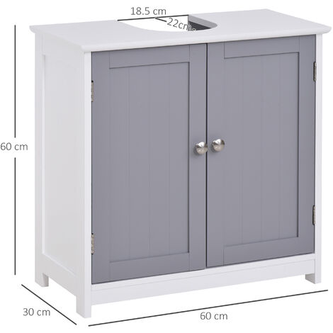kleankin Mobile Sotto Lavabo Bagno Mensola Regolabile e 2 Ante in MDF 60x30x60cm