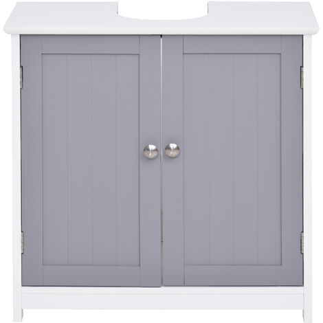 kleankin Mobile Sotto Lavabo Bagno Mensola Regolabile e 2 Ante in MDF 60x30x60cm