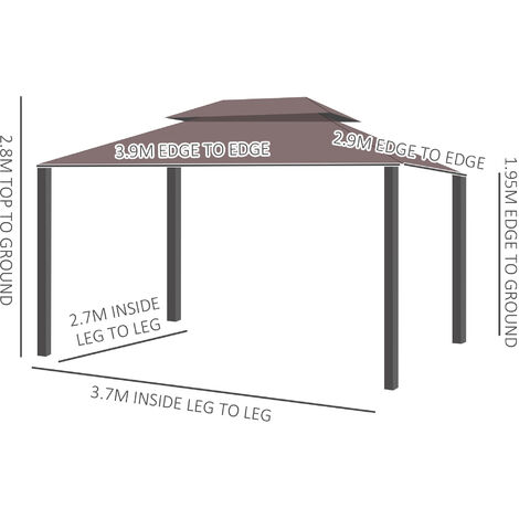 Outsunny Pergola Gazebo 3x4 m con Tettuccio Retrattile e Fori di Drenaggio,  in Acciaio e Poliestere, Grigio