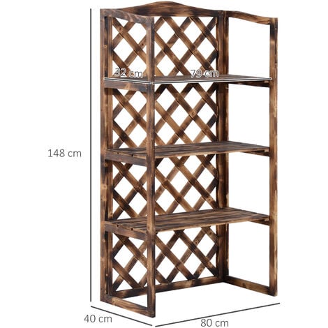 Outsunny Scaffalatura per Piante Fioriera a 3 Ripiani in legno