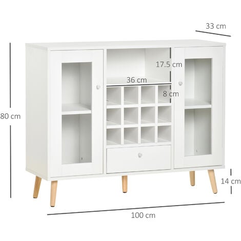 HOMCOM Credenza Moderna in Legno con Cantinetta Vini 12 Bottiglie 100x33x80cm