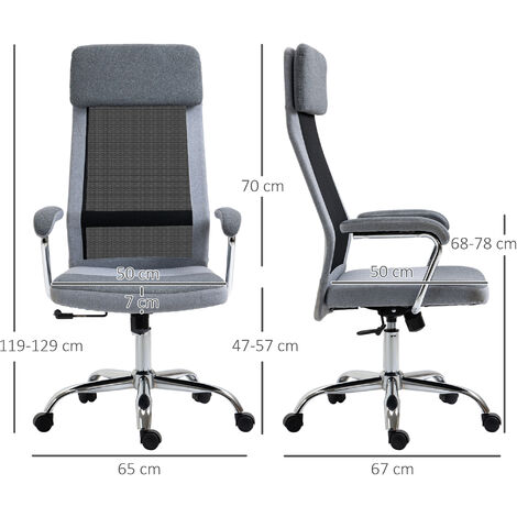 Maka Sedia da Ufficio Scrivania Ergonomica a Rotelle Girevole Imbottita Rete Traspirante Braccioli Regolabile 150kg interlocutore GRIGIA | Leroy Merlin
