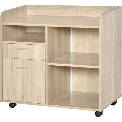 Vinsetto Mobile Porta Stampante con 4 Ruote Mobiletto Multiuso da Ufficio Rovere (1/5)