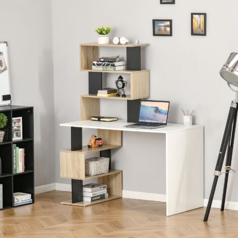 HOMCOM Scrivania Libreria Moderna in Legno Multicolore per Camera Ufficio