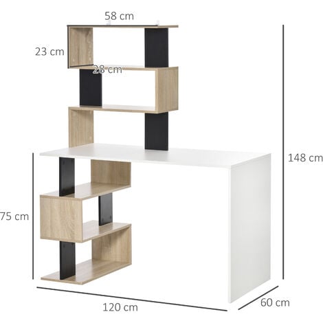HOMCOM Scrivania Libreria Moderna in Legno Multicolore per Camera Ufficio