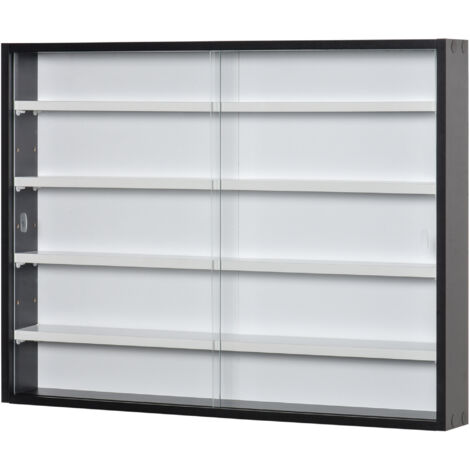 HOMCOM Vetrinetta per Collezionismo con 4 Mensole Regolabili 80x9.5x60cm