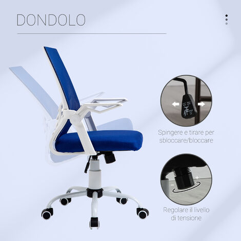 Vinsetto Sedia da Ufficio Ergonomica con Supporto Lombare e