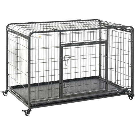 PawHut Kennel Gabbia per Cani Pieghevole Doppia Porta con Blocco