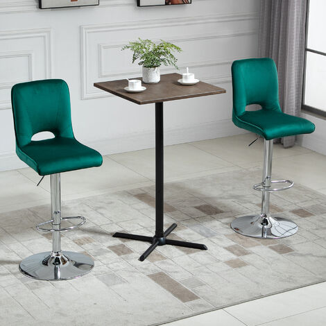 Set Di 2 Sgabelli Da Bar Girevoli In Velluto – Altezza Regolabile 55-83 Cm, Con Schienale, Base Cromata, Seduta Imbottita, Per Cucina E Isola – Nero - copertina