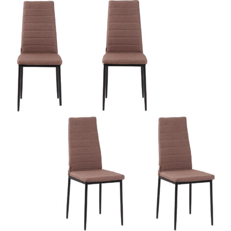 HOMCOM Set 4 Sedie Imbottite per Cucina o Soggiorno in Metallo e Tessuto Cachi