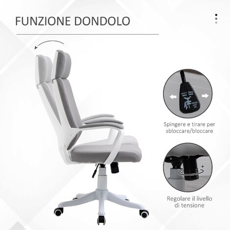 Vinsetto Sedia Ergonomica con Poggiatesta Altezza Regolabile e