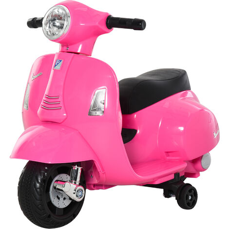 HOMCOM Moto per Bambini Marchio Vespa Batteria 6V Clacson e Fari 18-36 mesi