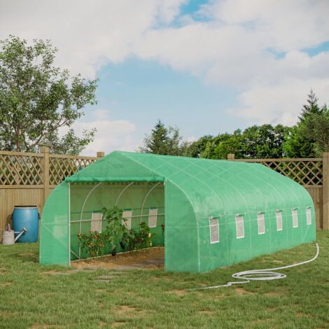 Outsunny Serra da Giardino 8x3x2 m a Tunnel con Copertura in PE e Struttura