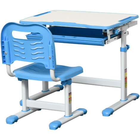 HOMCOM Banchetto Scuola Inclinabile 45° con Cassetto e Sedia Altezza Regolabile (1/5)