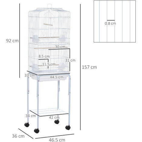 Pawhut Gabbia Per Uccelli Voliera In Metallo E Acciaio Con Ruote